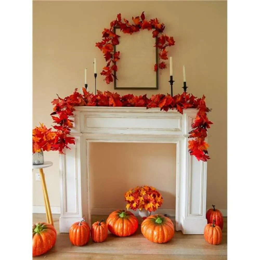 6PCS Artificial Maple Leaf Garland - 5.6Ft Autumn Red Fall Decor